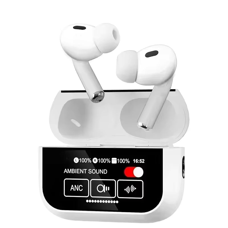 AirPods Style Wireless Earbuds with Touch Screen Case | Bluetooth 5.3 ANC Noise Cancelling Earphones