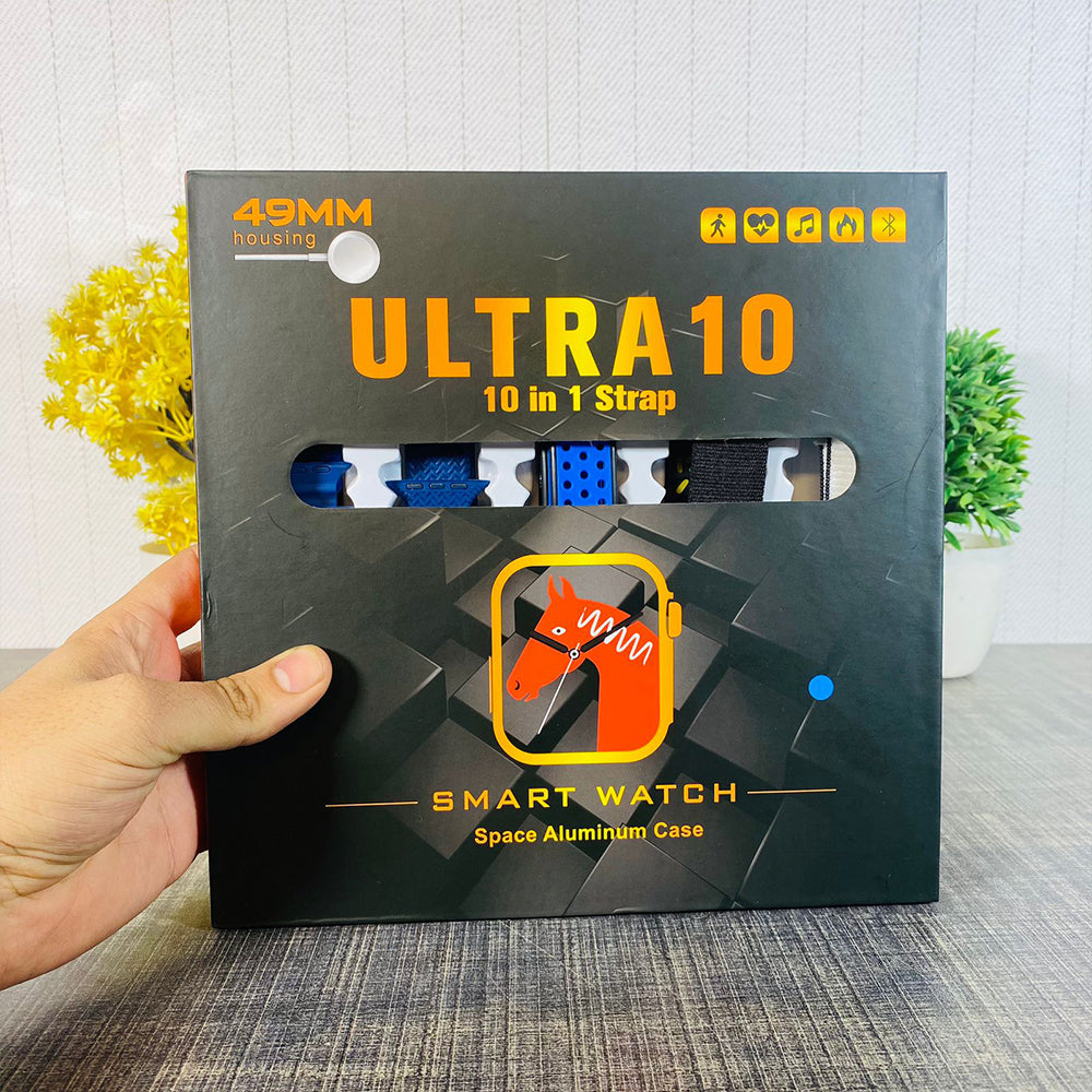 Ultra 10 Smart Watch 49mm with 10 Straps | Wireless Charging | Fitness & Sports Smartwatch
