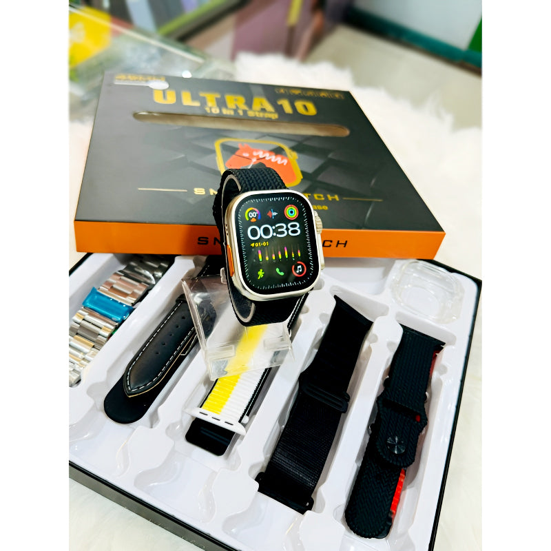 Ultra 10 Smart Watch 49mm with 10 Straps | Wireless Charging | Fitness & Sports Smartwatch