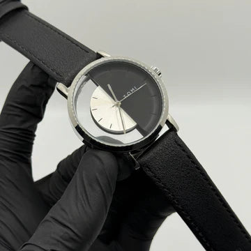 TOMI transparent dial with bronze leather strap
